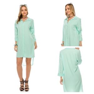 Coral Hi- Low Shirt Dress